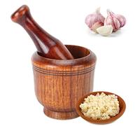 Leopacat TazóN de Molienda de Madera, Mortero y Maja de Madera, Cocina DoméSticaTriturador de Ajos Jengibre,Especias Molinillo Juego de Maja TazóN paraTriturar Condimentos Triturador de Pastillas