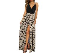 Leopard 01: Vestido de Verano Largo Maxi con Cuello en V y Abertura - Elegante para Invitada de Boda (XL)