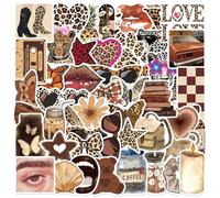 Leopard Aesthetic Niña Pegatinas 50 Piezas Impermeable Divertidas Kawaii Pegatinas para Ordenador Portátil Skateboard Teléfono Equipaje Scrapbook Motocicleta Coche Vinilo Lindo Moderno Pegatinas para