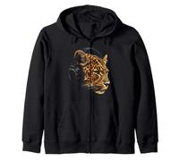 Leopard Animal Motif Música Auricular Ilustración Leopardo Sudadera con Capucha