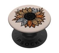 Leopard Animal Print Sunflower Flower Safari Boho Aesthetic PopSockets PopGrip Adhesivo