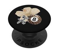 Leopard Ball 8 Neutral Beige Hibisco Floral Y2K Summer Chic PopSockets PopGrip Adhesivo