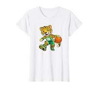 Leopard Basketball Mascot Dribbling Sports Graphic Camiseta gráfica económica, Mujer, Blanco, S