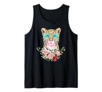 Leopard Blowing Bubblegum Floral Aesthetic Big Cat Camiseta sin Mangas