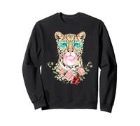 Leopard Blowing Bubblegum Floral Aesthetic Big Cat Sudadera