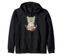 Leopard Blowing Bubblegum Floral Aesthetic Big Cat Sudadera con Capucha