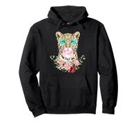Leopard Blowing Bubblegum Floral Aesthetic Big Cat Sudadera con Capucha