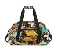 Leopard - Bolsas de lona para niñas y niños, diseño de leopardo lindo Dinosa para la noche, fin de semana, bolsa de viaje de 24 L, bolsa de deporte para gimnasio, práctica, color, 24 L, Organizador de