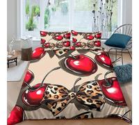 Leopard Bow Funda de Edredón Juego de Ropa de Cama de 3 Piezas Impresión 3D Cierre de Leopard Bow diseño Funda Edredon Funda de Almohada a Juego Suave for niños y niñas Super King（260x220cm）