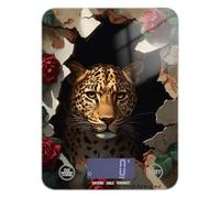 Leopard Breaking Through The Rose Wall - Báscula portátil de alimentos de 11 libras/0 18 onzas, 5 kg/5 g, mini báscula digital con 4 unidades para preparación de comidas (pilas no incluidas)