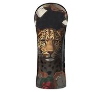 Leopard Breaking Through The Rose Wall - Juego de fundas para cabeza de golf con etiquetas intercambiables para maderas y conductor Fairway Hybrid