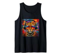Leopard Colorful Music Headphones Cool Dj Gafas De Sol Camiseta sin Mangas