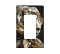 Leopard - Cubierta para interruptor de luz basculante individual de baño, elegante seda de lujo dorado N/A negro de plástico con detalles de tamaño estándar, placas de interruptor de pared para sala