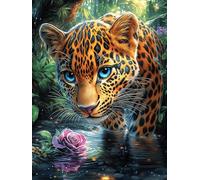 Léopard Dans le Jardin Fleuri Puzzle 300 Piezas Cartón Resistente para Niños Mayores 14 Años Mitos Animal Planta Estimulación Cerebral Entretenimiento Sin Pantalla 300 PCS