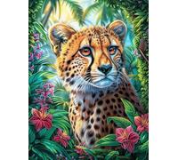 Léopard Dans le Jardin Fleuri Rompecabezas 500 Piezas Cartón Grueso para Parejas Mitos fantásticos Desarrollo Habilidades Pieza Decorativa Casa Pack Completo Regalo Cumpleaños 500 PCS