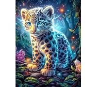 Léopard Des Neiges Dans la Nuit étoilée Puzzle 300 Piezas Cartón Resistente para Coleccionistas Animal Planta Entretenimiento Toda La Familia Mejora Memoria Pack Completo para Navidad 300 PCS