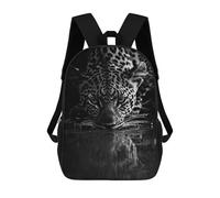 Leopard Drinking Water Black And White Mochila Escolar Para Secundaria Y Preparatoria. Mochila Informal Para Hombres, Mujeres Y Adolescentes. 17inch