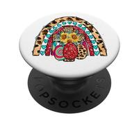 Leopard Easter Rainbow For Christian Mom and Sunflower Cross PopSockets PopGrip Adhesivo