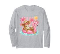 Leopard Flamingo Flotador Piscina Vacaciones Chill Manga Larga