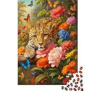 Leopard Flowers Rompecabezas Butterfly Garden 1000 Piezas Papel Reciclado Adultos Y Mayores De 12 Años Rompecabezas para Adultos Divertido Y Desafiante Juego Familiar 38x26cm/1000pcs