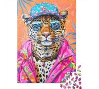 Leopard Gafas Chaqueta 1000 Piezas Mini Puzzle Para Adultos Desafiante | 38 x 26 cm cartón decoración de oficina ajuste perfecto regalo amigos entrenamiento cerebral