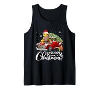 Leopard Gecko Ride Red Truck Christmas Pijama Camiseta sin Mangas
