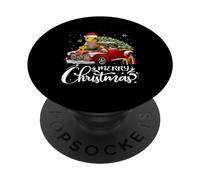 Leopard Gecko Ride Red Truck Christmas Pijama PopSockets PopGrip Adhesivo