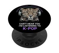 Leopard Headphones K-Pop Fan Escuchar música PopSockets PopGrip Adhesivo