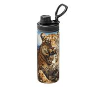Leopard in search of prey - Termo deportivo de acero inoxidable de 18 onzas, adecuado para hombres y mujeres, conservación eficiente del calor, fácil de transportar