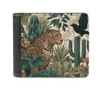 Leopard in The Jungle - Cartera plegable de piel sintética suave, monedero, funda para tarjetas de crédito, tarjetero duradero, billetera delgada para hombres y mujeres, almacenamiento de dinero