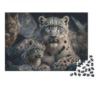 Leopard Jungtier Rock 1000 piezas Mini Puzzle para adultos Premium | 38 x 26 cm cerebral entrenamiento rompecabezas juego de malla perfecta adolescentes