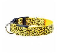 Leopard Led Dog Collar Luminous Adjustable Glowing Collar for Dogs Pet Night Safety Nylon Collar Luminous Led Bright Dog Collar (Yellow Large)
