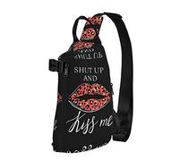 Leopard Lips Teal Floral Diagonalmente Sling Bag, Crossbody Sling Backpack Shoulder Chest Bag para Mujeres Hombres, Travel Hiking Daypack