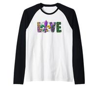 Leopard Mardi Gras Motif For Women Who Love Beads and Bling Camiseta Manga Raglan