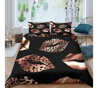 Leopard pattern style Funda Edredon Microfibra 3 Piezas Compuesto Impresión 3D Cierre de Leopard patrón estilo Funda de Edredón Funda de Almohada a Juego Lavables Transpirable for niña （135x200cm）