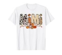 Leopard Preppy Fall Pumpkin Mimi, mamá a Juego de Acción de Gracias Camiseta