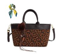 Leopard Print Brown Shoulder Tote Bag,Women Commute Underarm Suede Purse,Vintage Trendy Fall Crossbody Bags Handbag (Leopard Print)