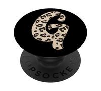 Leopard Print Cute Initial Letter G Monogram Adult Kids PopSockets PopGrip Adhesivo