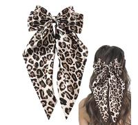 Leopard Print Hair Bows for Women, Large Bowknot Clip Hair Barrettes, Satin Bow Ribbon Hair Clips, Hair Clips for Curls, Thick, Fine, Hair, Leopard Print Hair Accessories, large bow hair clip