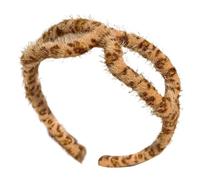 Leopard Print Headband, Light and Dark Coffee/Grey Eyeglass Shape Fashion Hairband, 4,72 x 5,91 x 1,97 pulgadas Stylish Makeup Hair Hoop for Women, Soft Elastic Spa Headwear