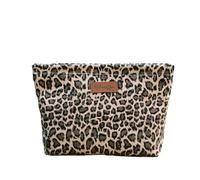 Leopard Print Large Makeup Bag - Stylish Cute Toiletry Organizer Handbag For Women Girls