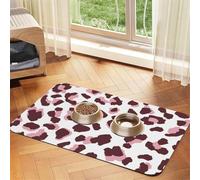 Leopard Print Seamless Pink Animals African,Waterproof Pet Feeding Mat,PU Leather Placemats for Cat Dog Water Bowl,Food Mats,40x60cm