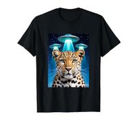 Leopard Print Stuff Leopard Alien OVNIs Weird Womens Leopard Camiseta gráfica económica, Hombre, Negro, L