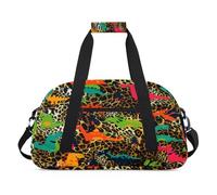 Leopard Skin - Bolsas de lona para niñas y niños, diseño de leopardo divertido Dinosa durante la noche, fin de semana, bolsa de viaje de 24 L, bolsa de deporte para gimnasio, bolsa de práctica, color,