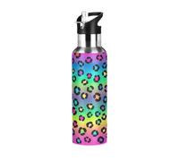 Leopard Spots Rainbow Gradient - Botella de agua de acero inoxidable de 32 onzas, a prueba de fugas, botella de agua deportiva sin BPA