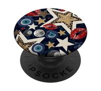 Leopard Star Evil Eye Ball 8 Kiss Lipstick Y2K Protection PopSockets PopGrip Adhesivo