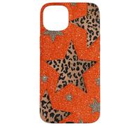 Leopard Star Y2K Estética Naranja Funda Retro Carcasa para iPhone 15 Plus