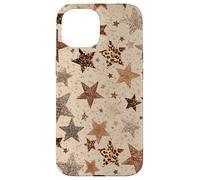 Leopard Star Y2K Funda Móvil Estrellas Marrón Carcasa para iPhone 15