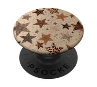 Leopard Star Y2K Funda Móvil Estrellas Marrón PopSockets PopGrip Adhesivo