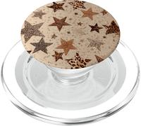Leopard Star Y2K Funda Móvil Estrellas Marrón PopSockets PopGrip para MagSafe